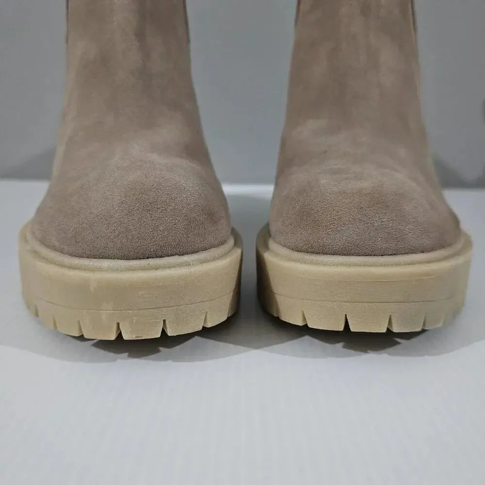 Dolce Vita Caster H20 Ankle Bootie Womens 10 Tan Suede Waterproof Platform Fall